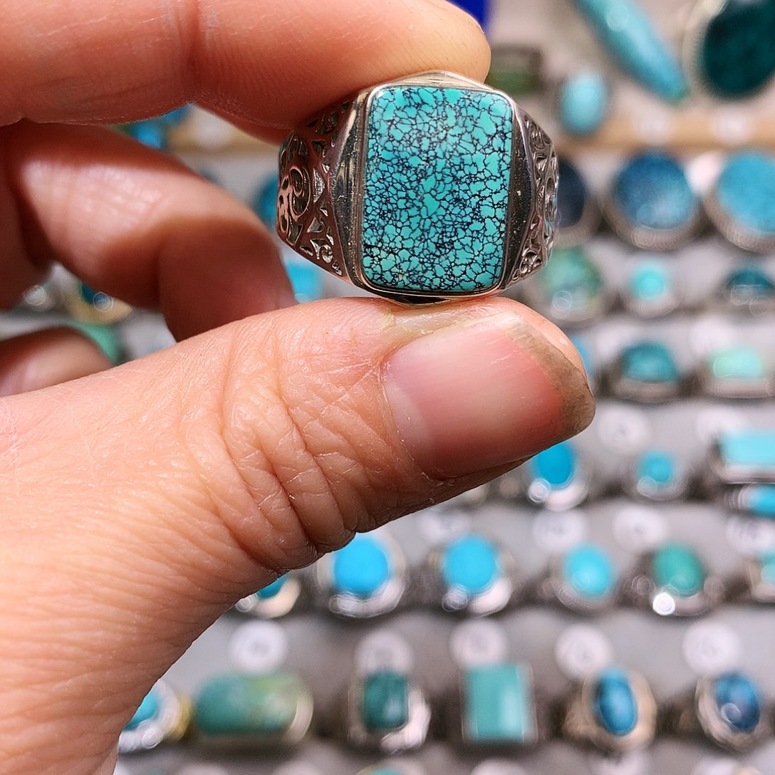 绿松石挂件银S925镶嵌