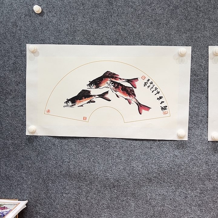 国画知鱼之乐纯手绘