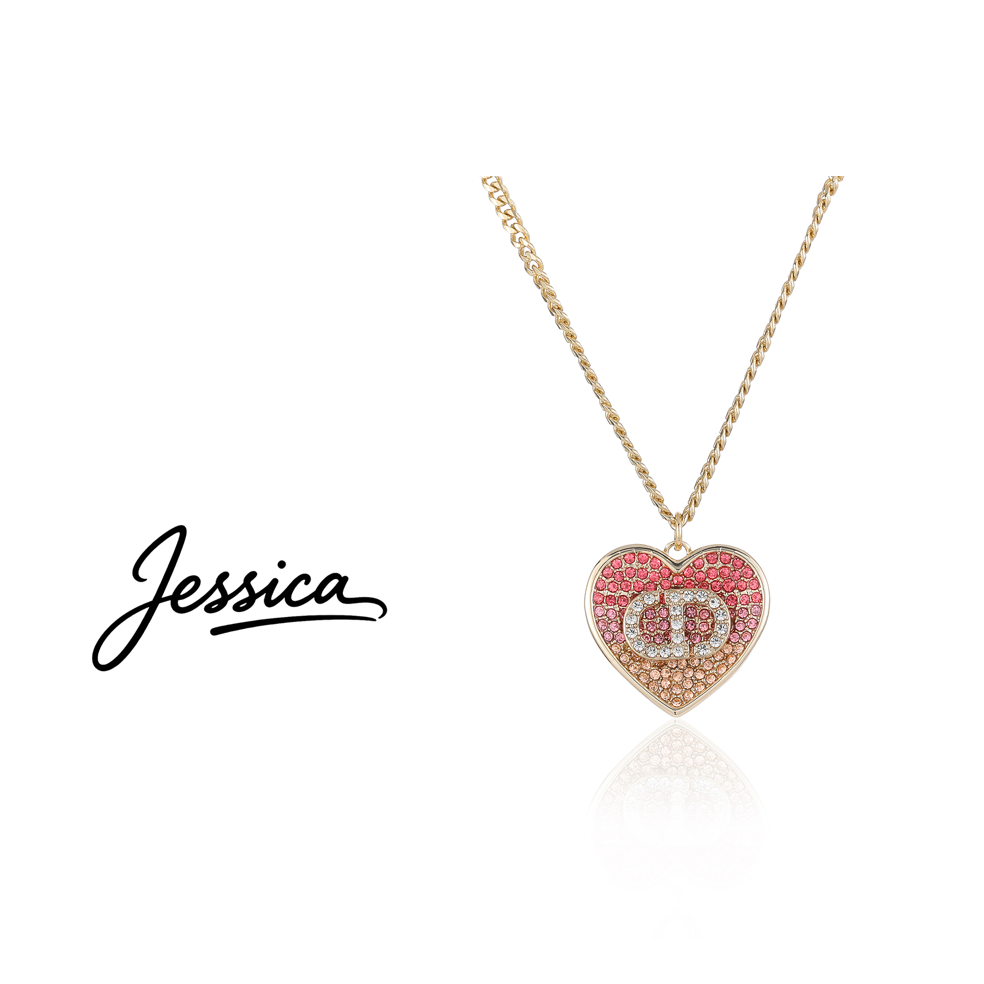 佳西卡 CNC 精工 48厘米 情人节限定色满镶爱心项链（JXK862）