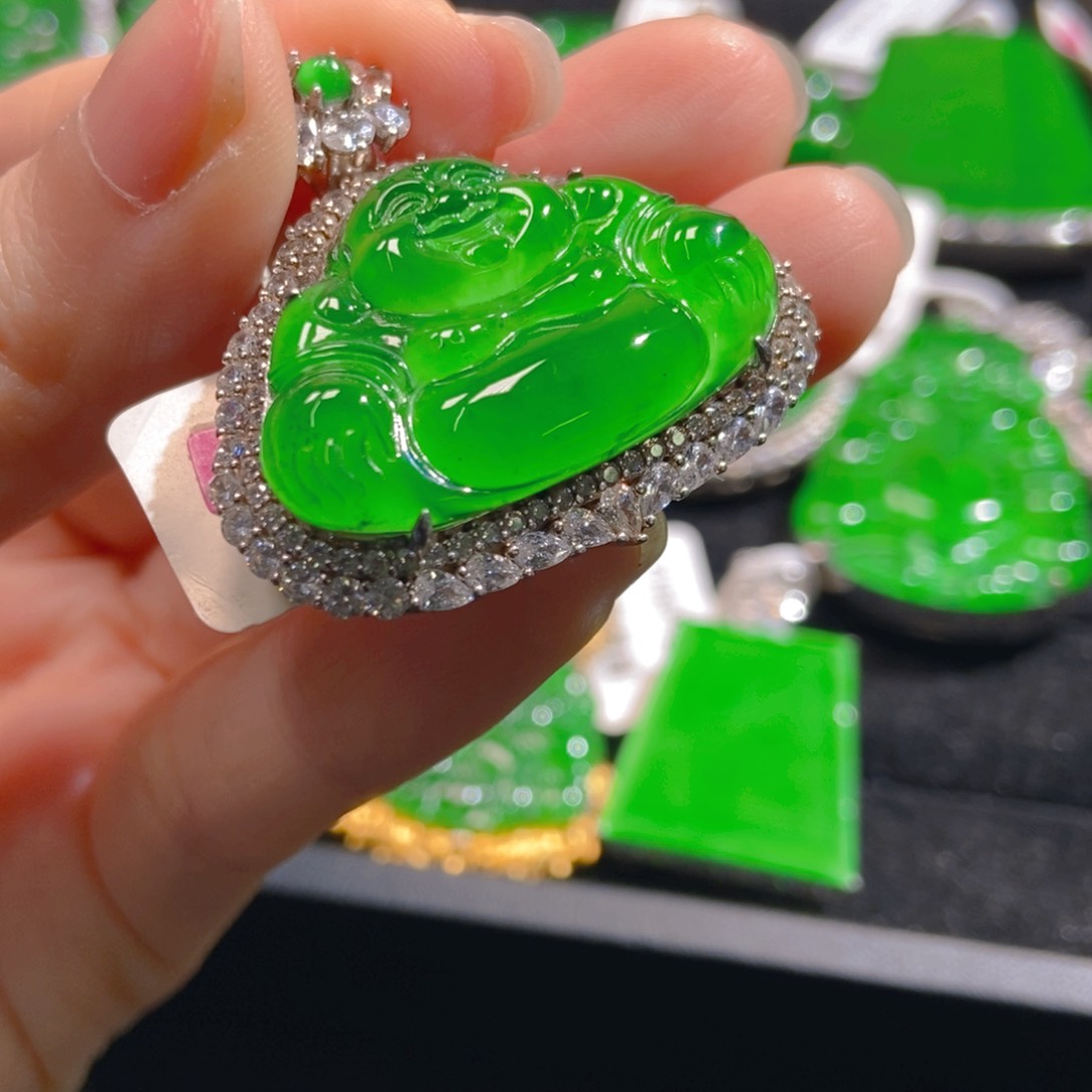 翡翠吊坠(不含链)银S925镶嵌