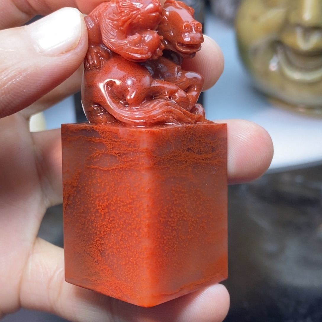 印石寿山石水洞朱砂2.5/2.5/6