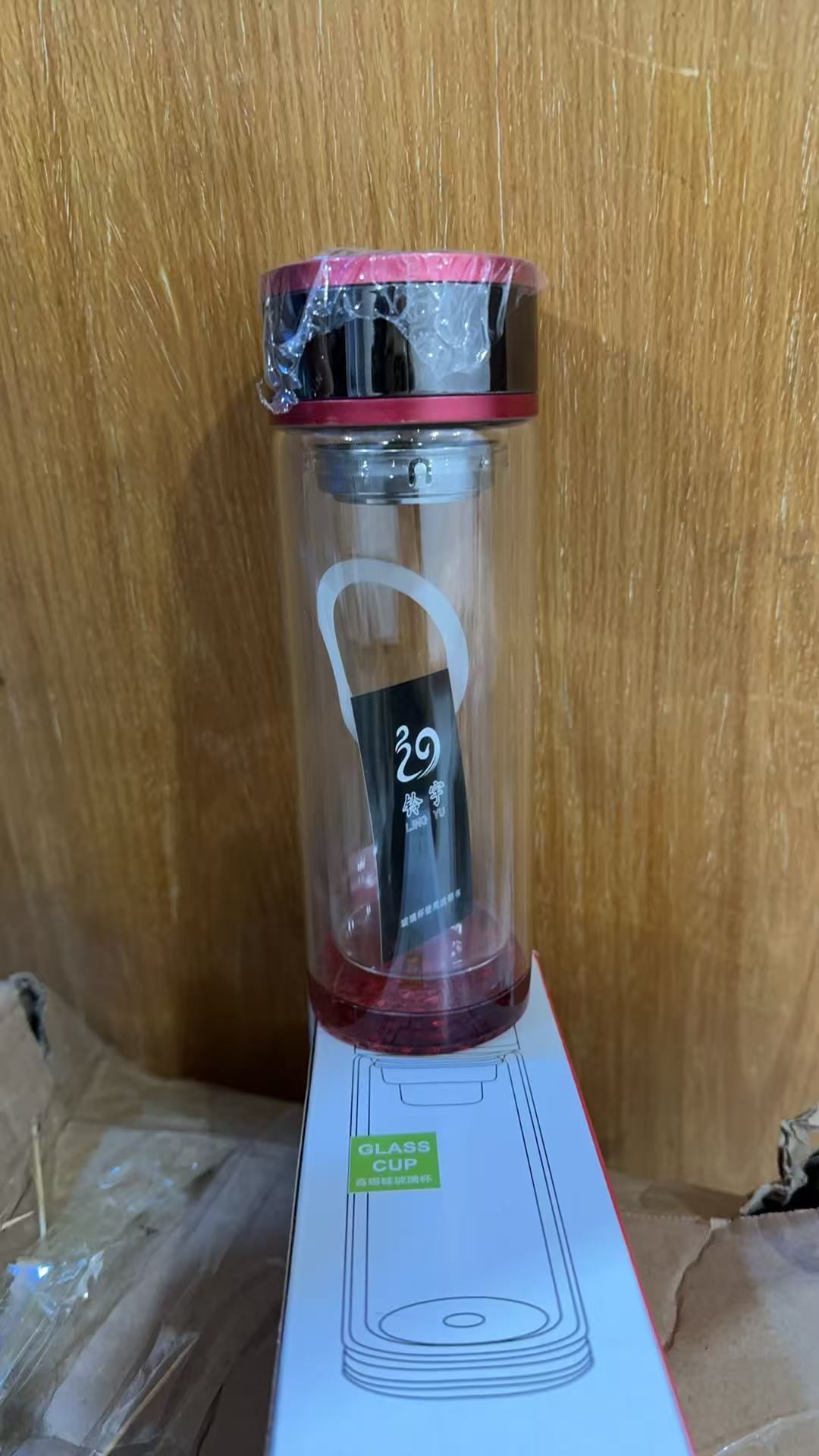 双层玻璃茶水分离杯 颜色随机