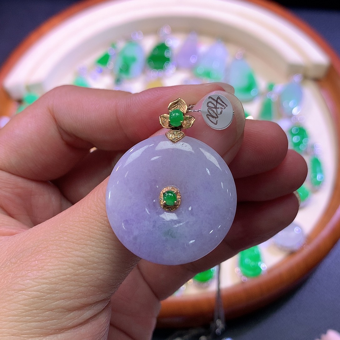 会***健翡翠18K金镶嵌吊坠(不含链)