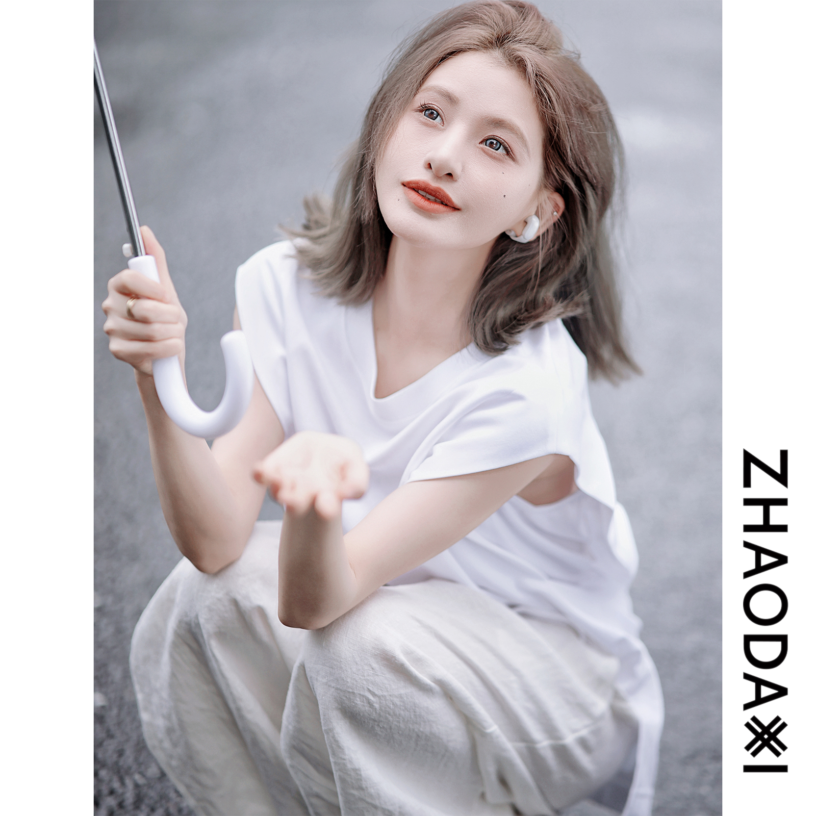 【赵大喜】浪花T恤 | 圆领/坎袖/遮副乳！下摆开叉 简约