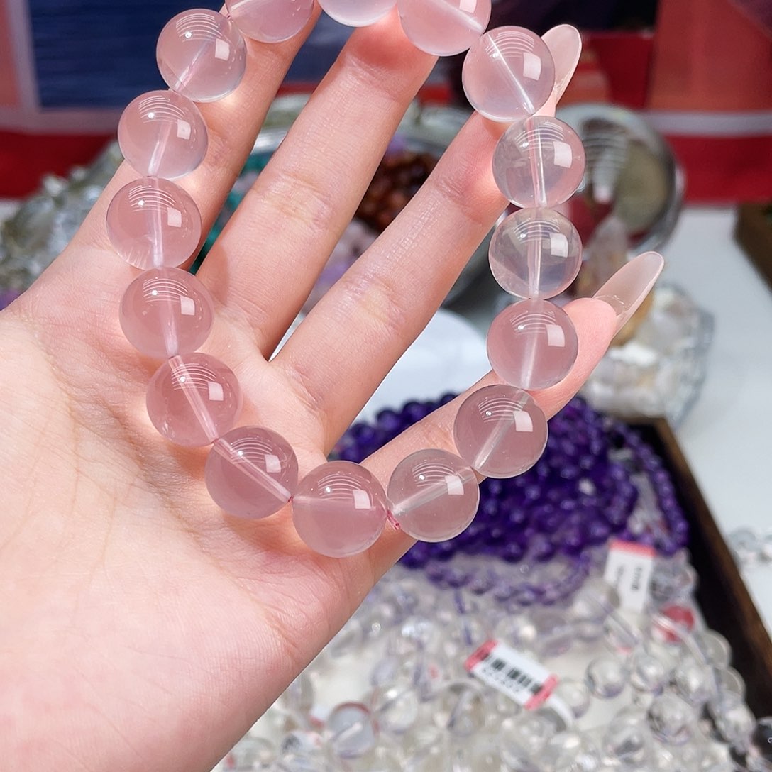 玉14mm净水粉手链