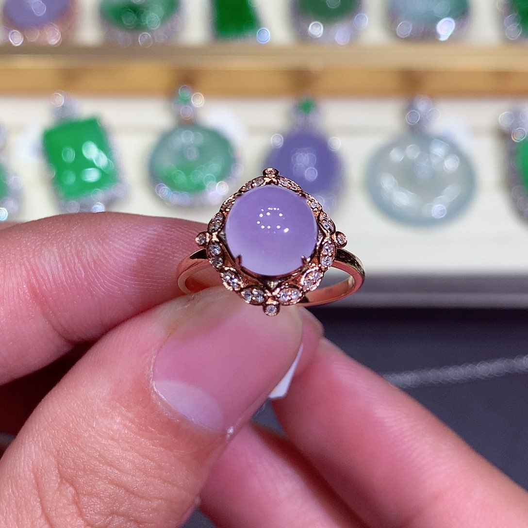 翡翠吊坠(不含链)18K金镶嵌