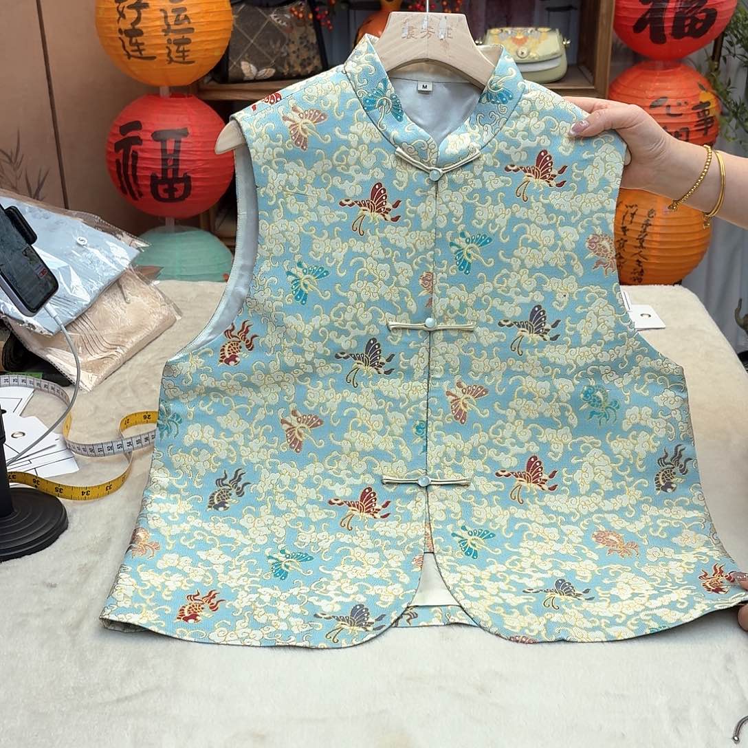 刺绣名家宋锦马甲四季款102