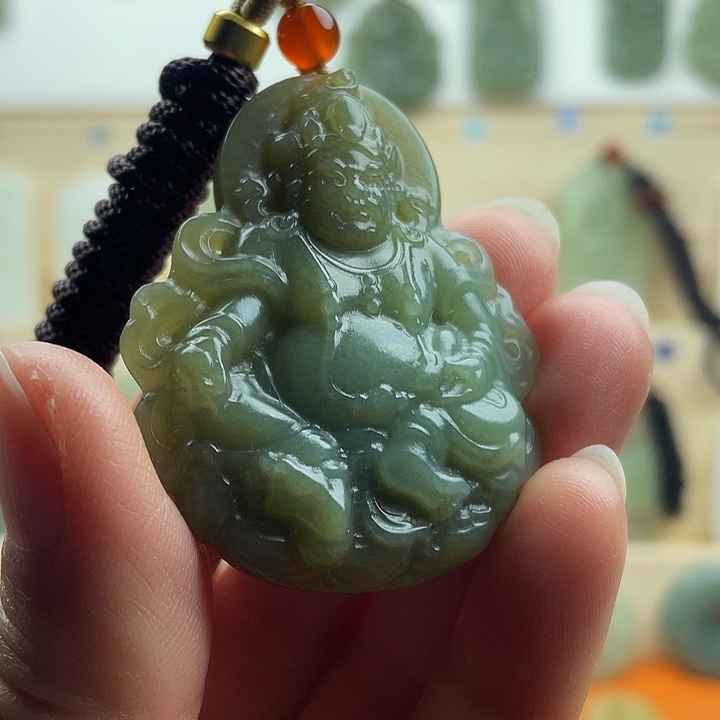 双面精雕黄财神吊坠