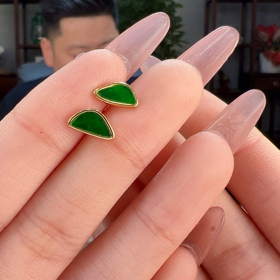 翡翠耳饰银S925镶嵌耳环16