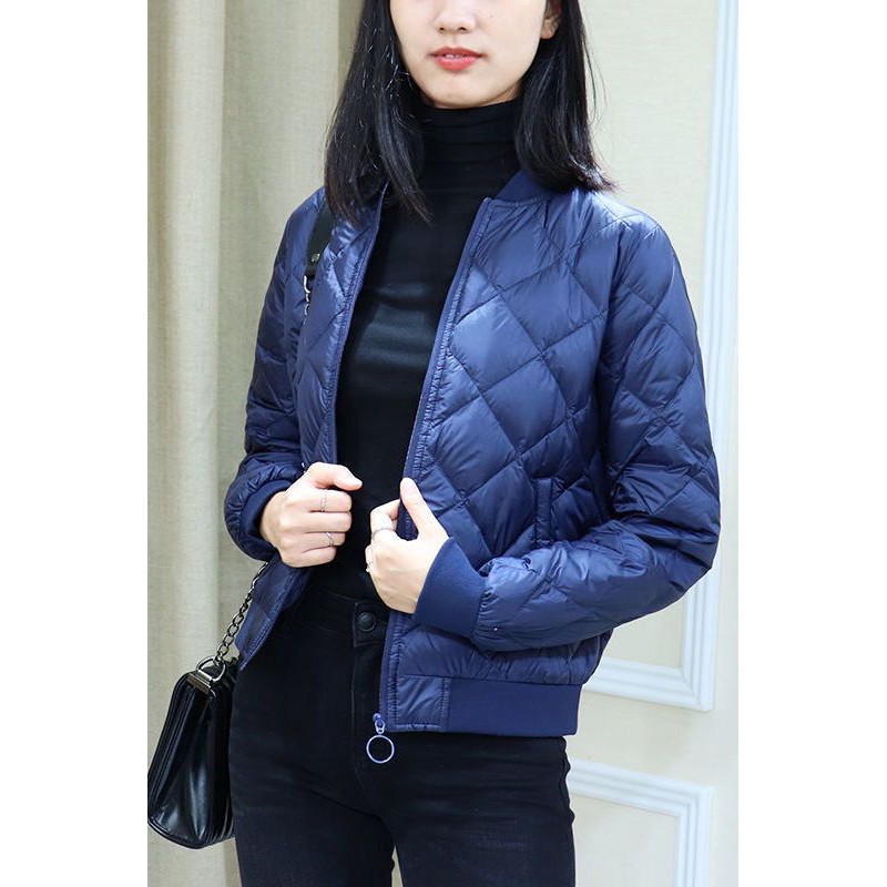 轻薄棉服女短款秋冬新款休闲菱格袄子轻便棉衣棒球服外套百搭