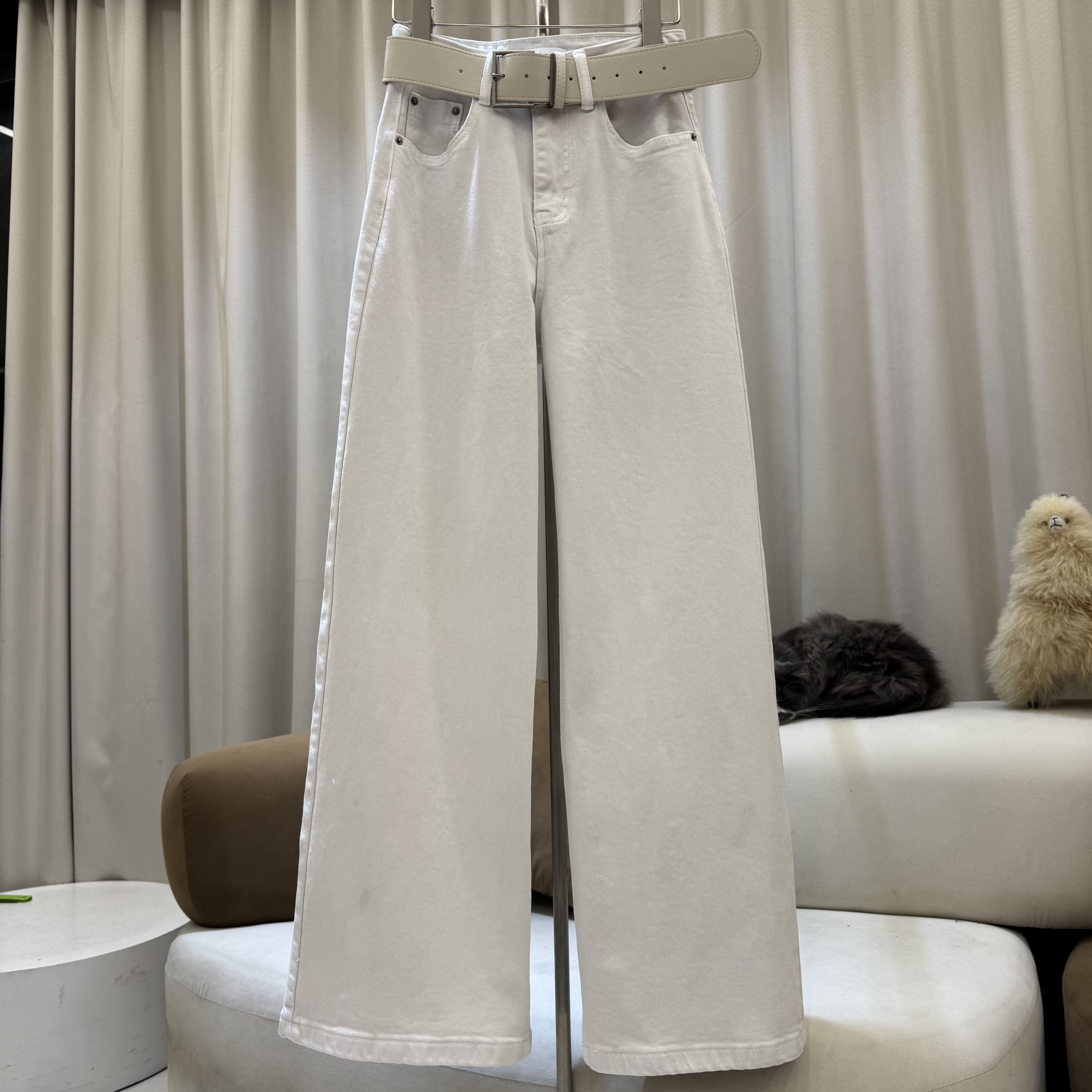 zaw大码女装窄版阔腿牛仔裤女春季2025胖妹妹显瘦直筒裤子/25003