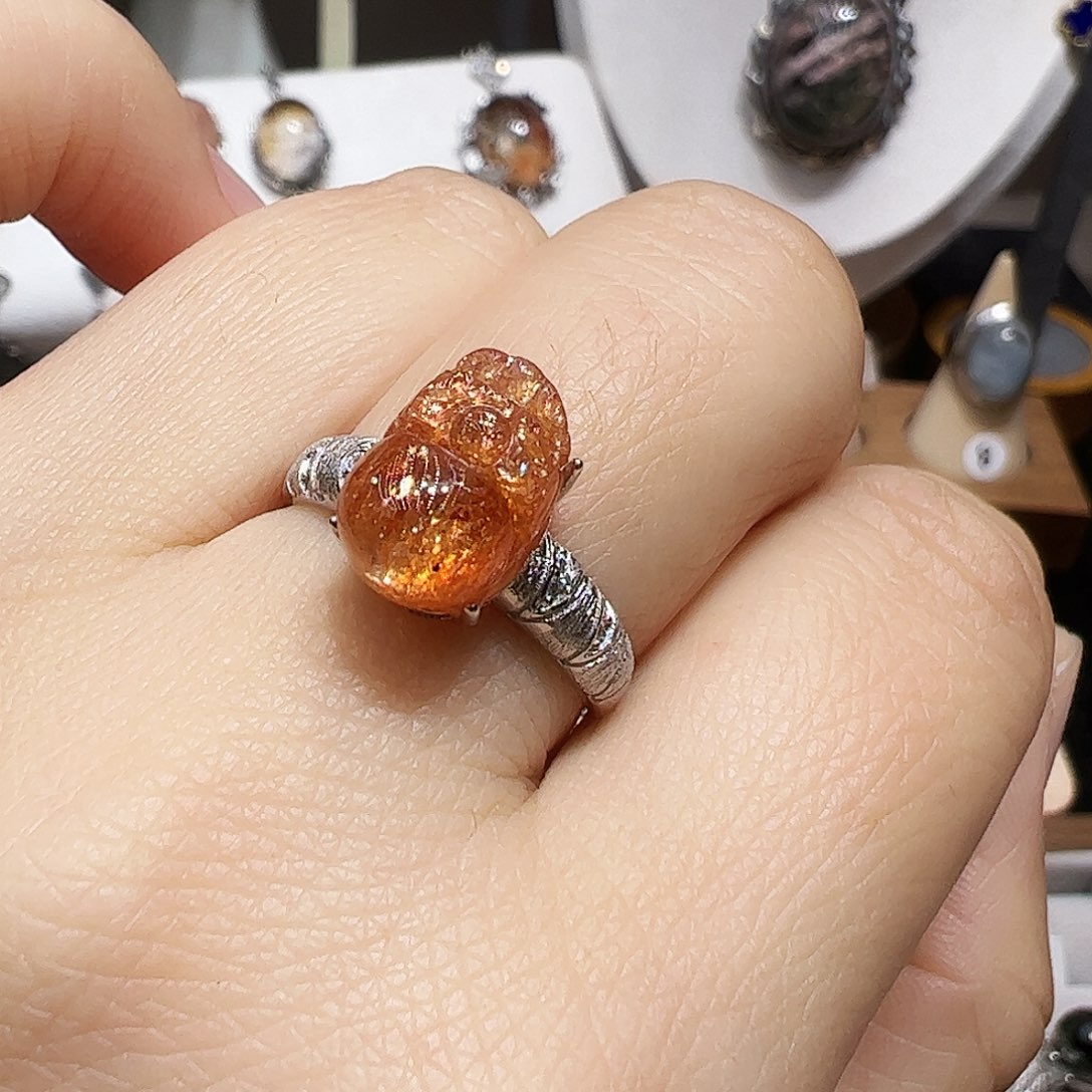 银S925镶嵌戒指日光石