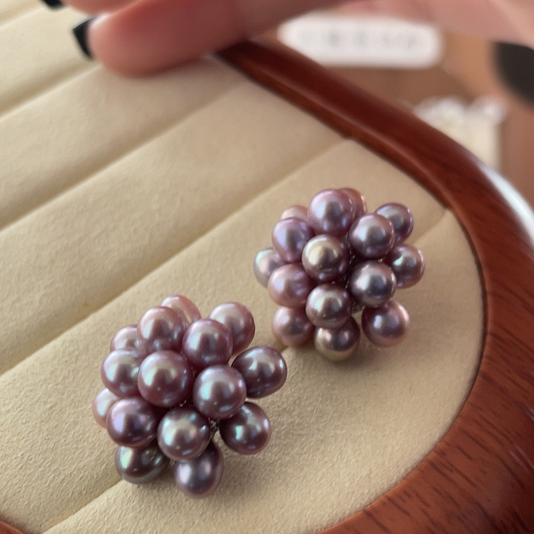 淡水珍珠耳饰银S925镶嵌