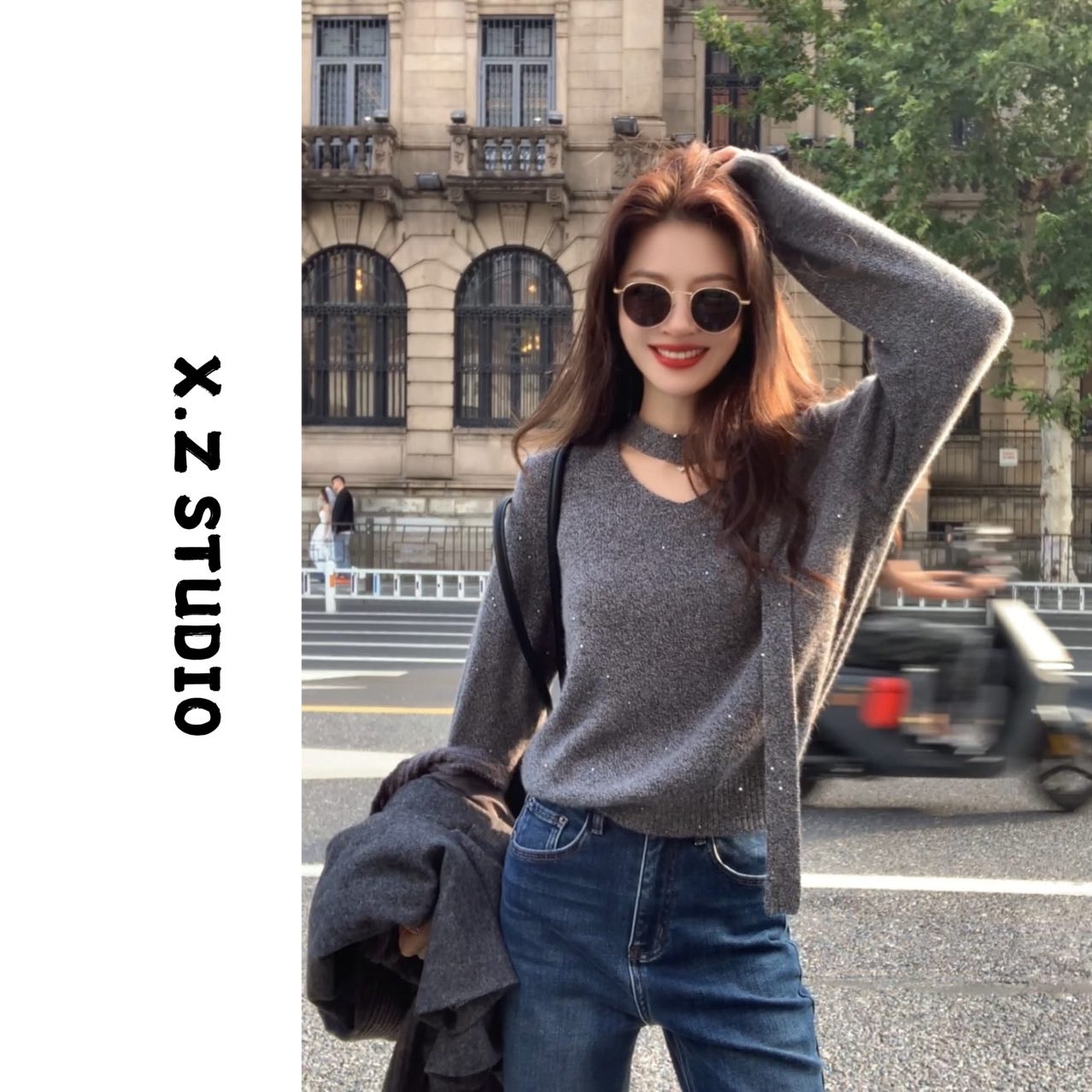 X.ZHEN【鎏金岁月针织衫】秋季老钱风毛衣上衣松弛感独特漂亮针织女