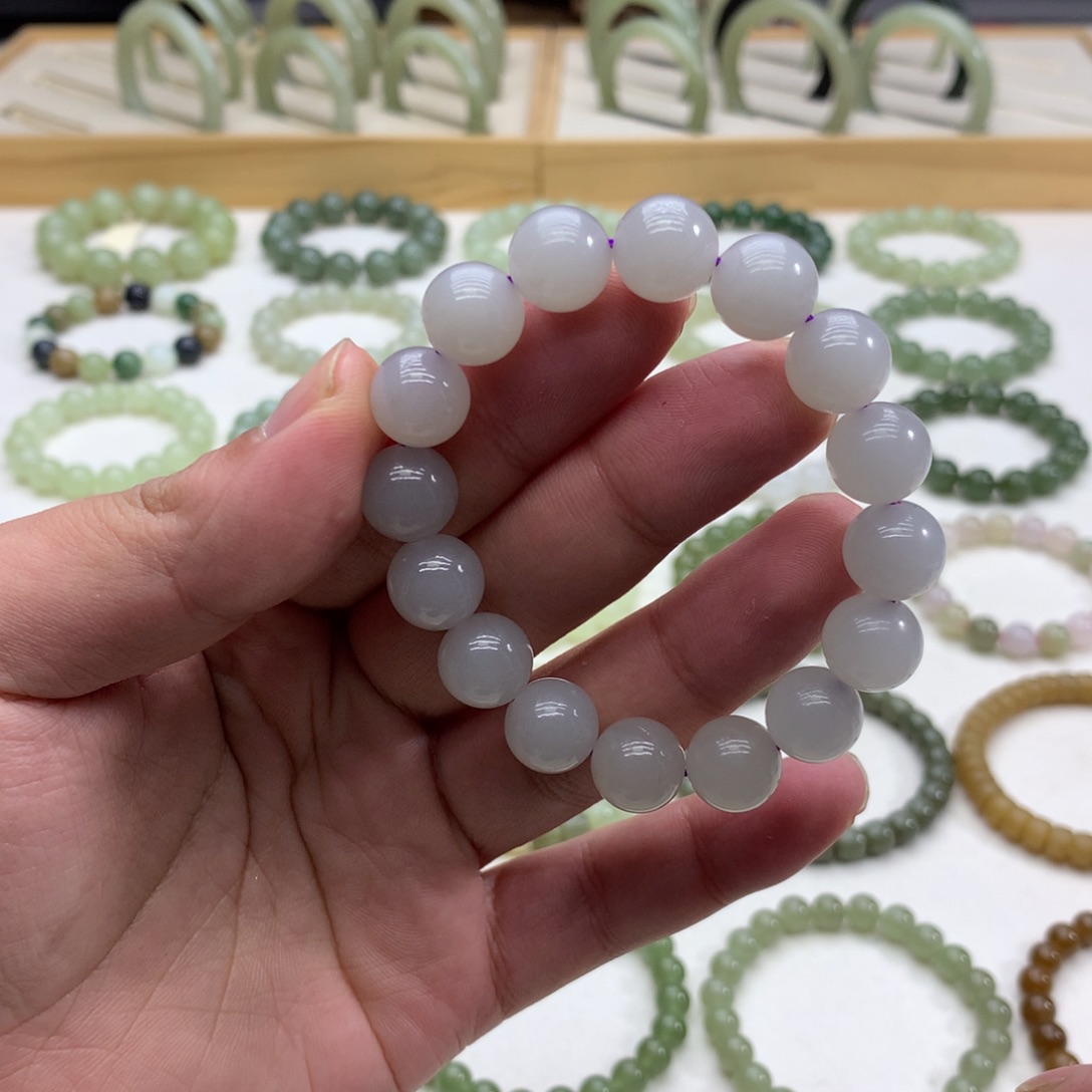 和田玉手串（烟紫11.5）未镶嵌