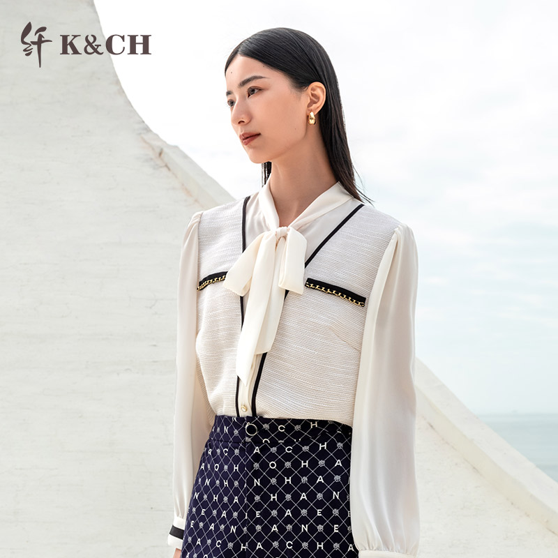 K&CH/纤优雅V领设计显瘦衬衣适合在大理漫步洱海拍照8482F101E1