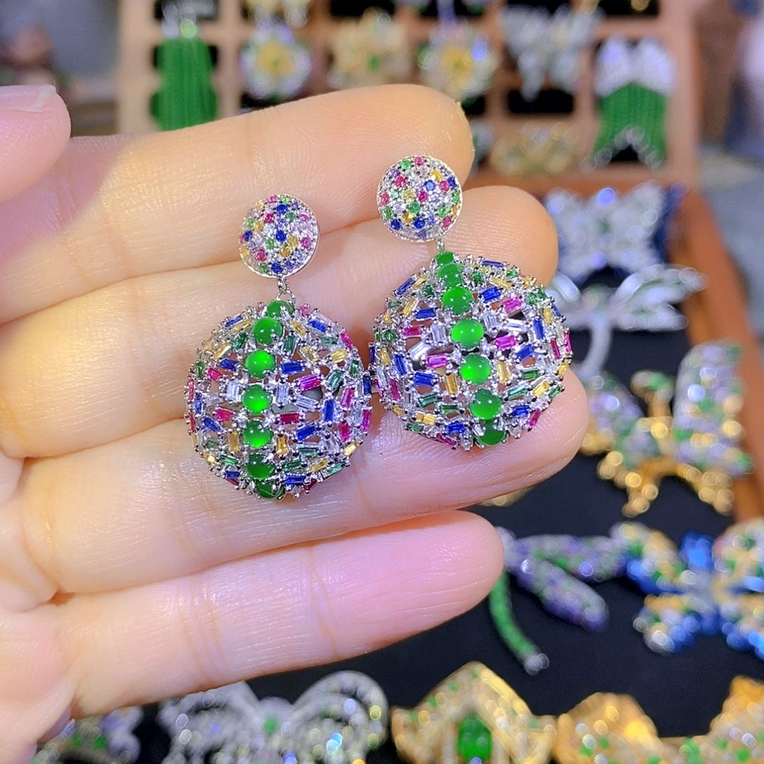 吊坠(不含链)银S925镶嵌翡翠