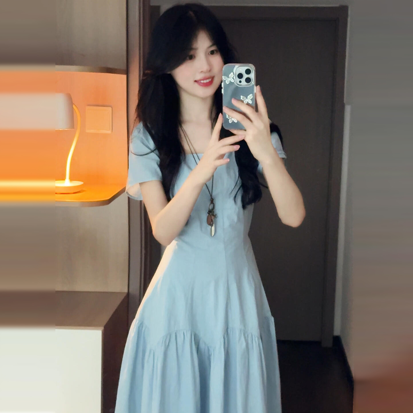 巨好看绝美小裙子简单大方得体连衣裙夏季2025新款女微胖掐腰5677