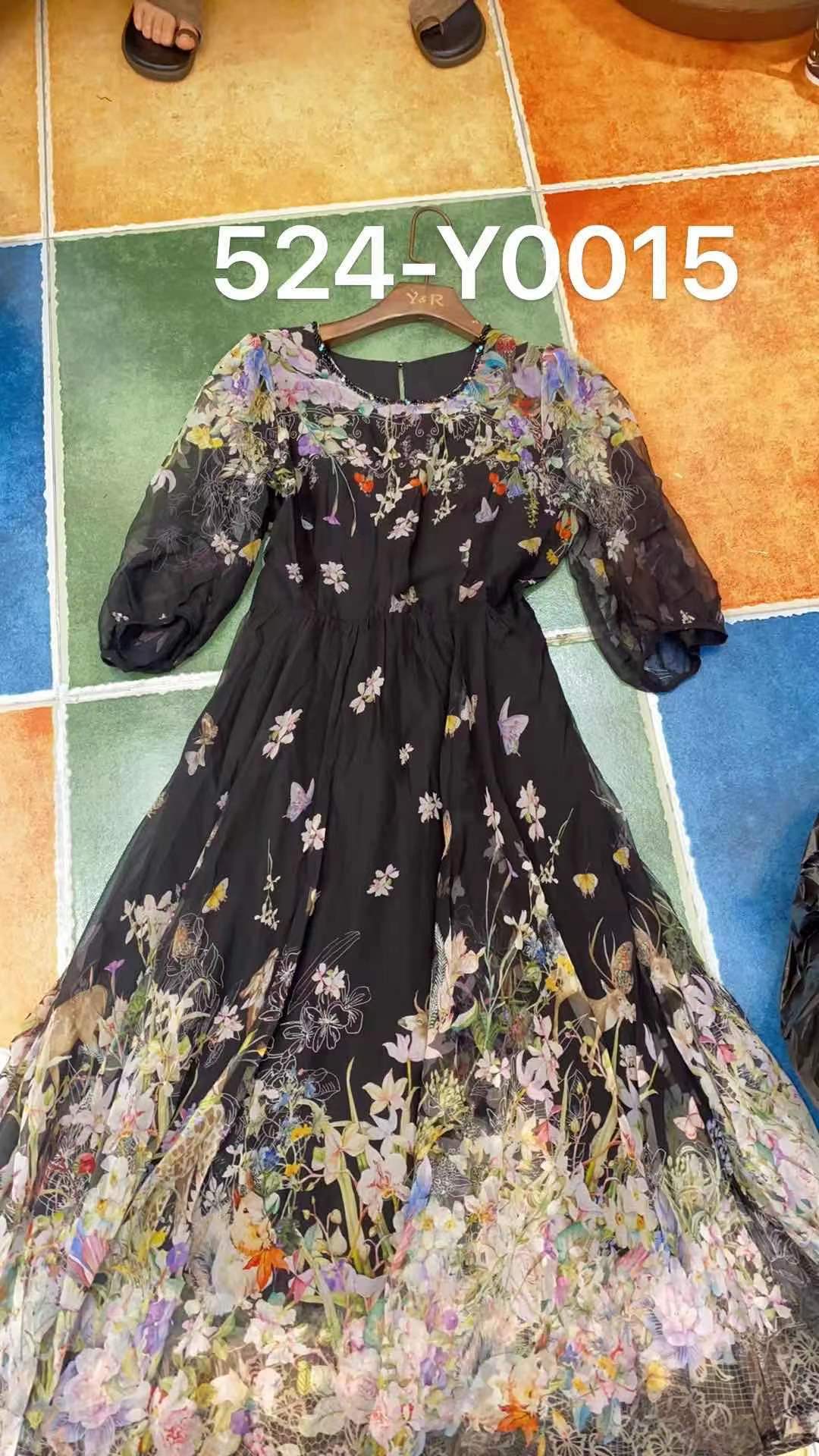 【-禾枫原创】百分100桑蚕丝连衣裙524-Y0015