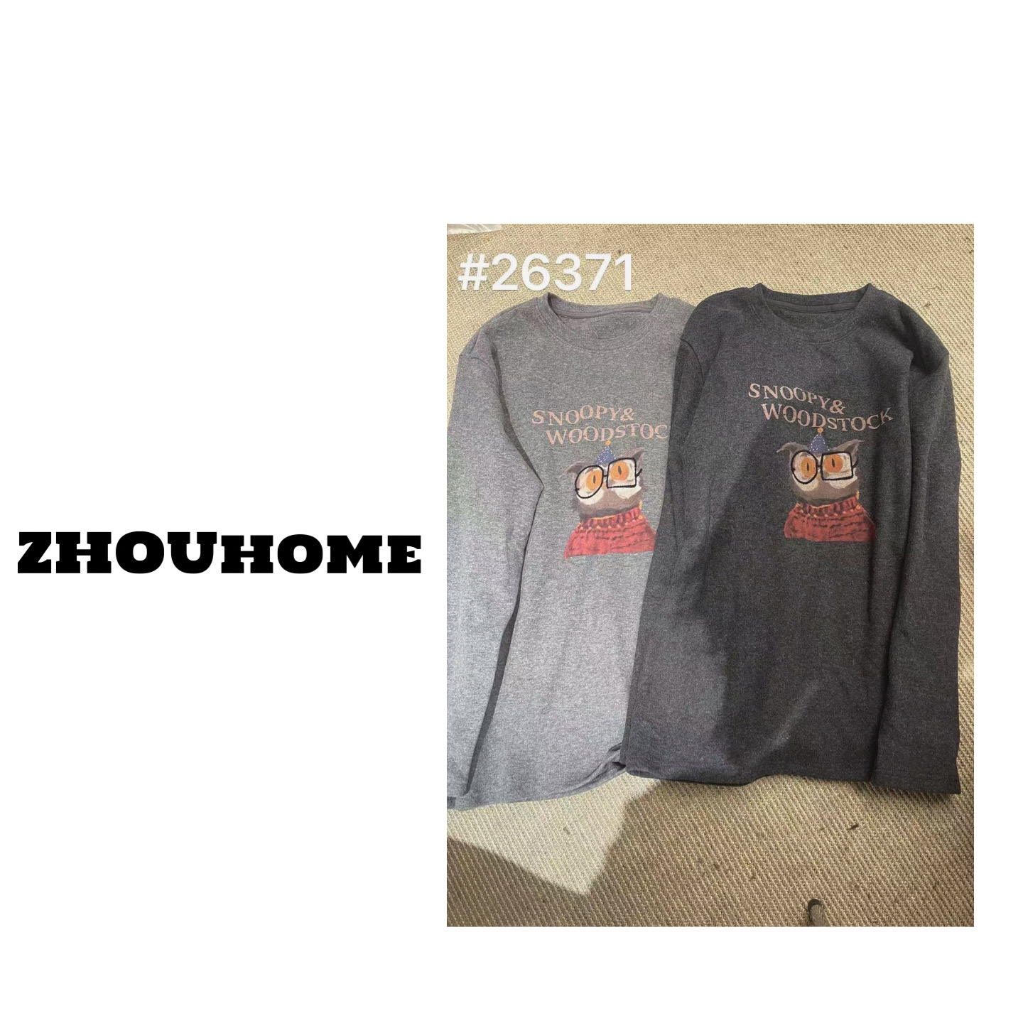 【周周服饰】欧货慵懒减龄宽松卡通加厚磨毛长袖T恤打底衫女冬新款