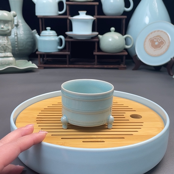 瓷片仿古冰花主人杯简包装
