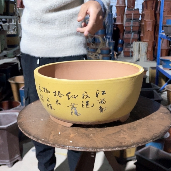 黄色江山如画大花盆