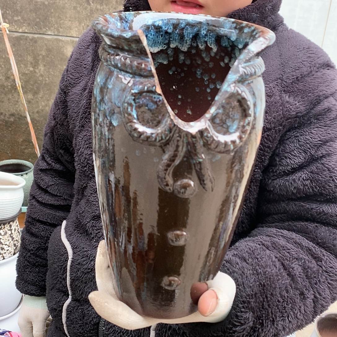 紫砂花盆瑕疵口14高25瑕疵