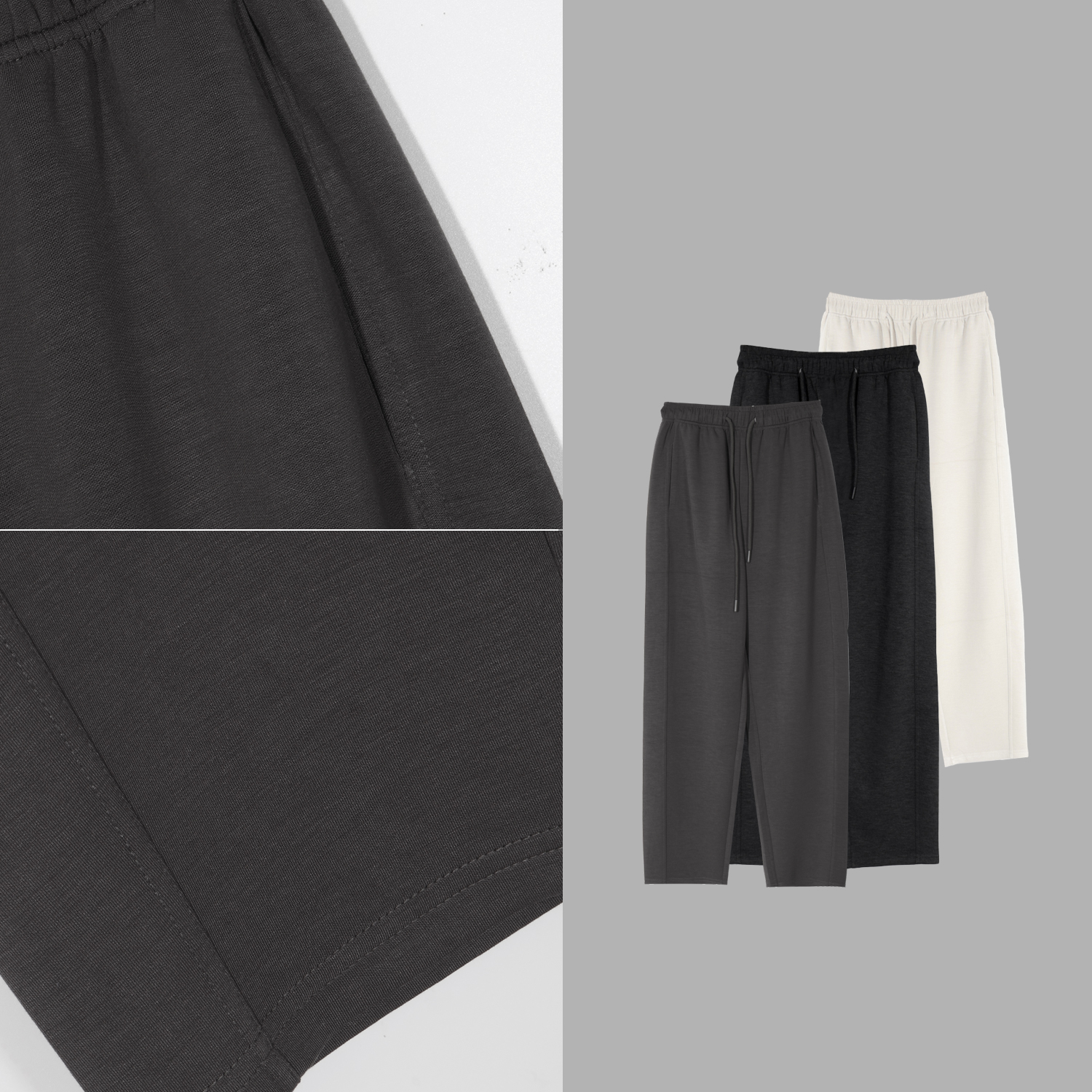 凯特丝蓓3362#【苏青】抽绳松紧腰高弹直筒宽松休闲裤