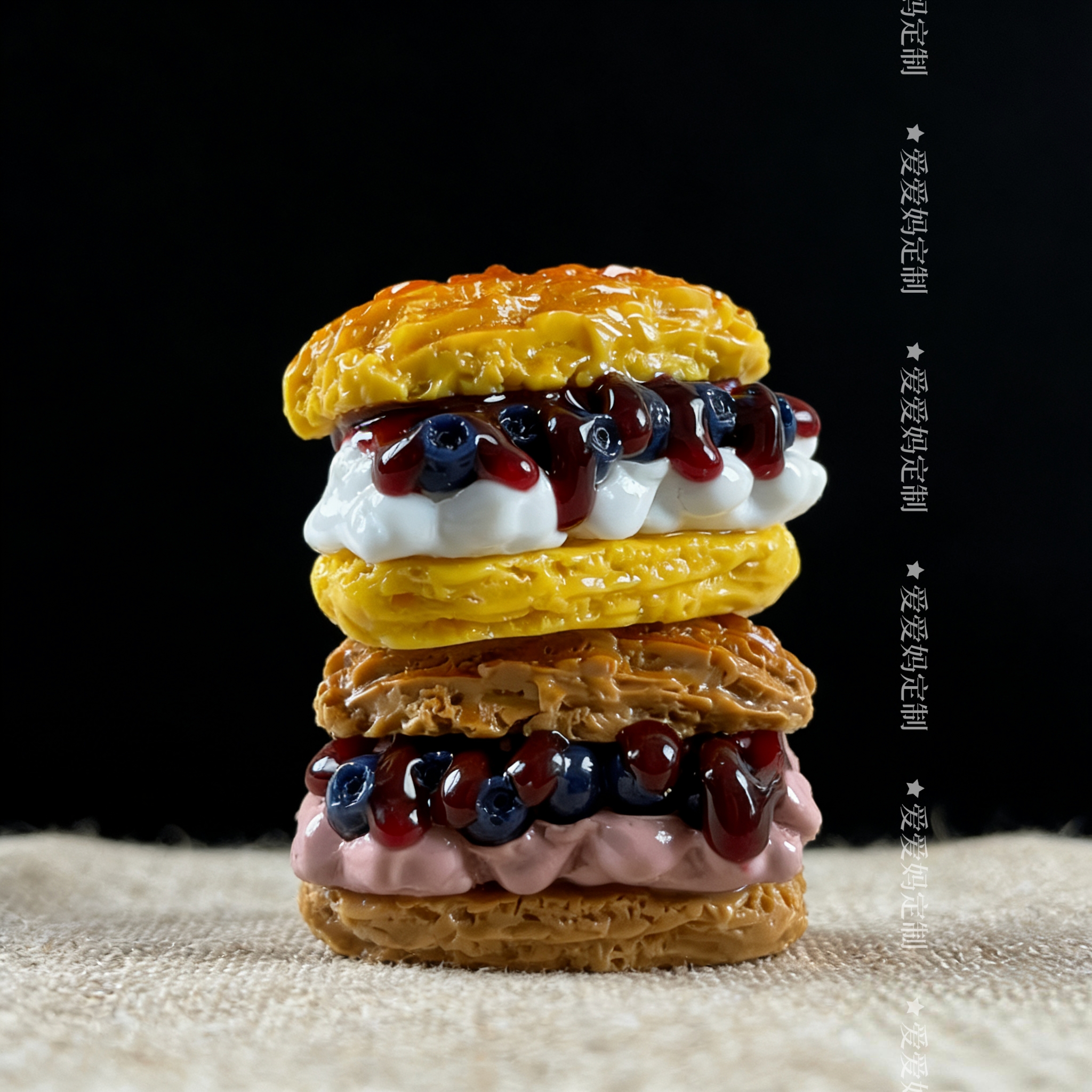 爱爱妈定制蓝莓泡芙树脂微缩食玩 手机链diy材料配饰