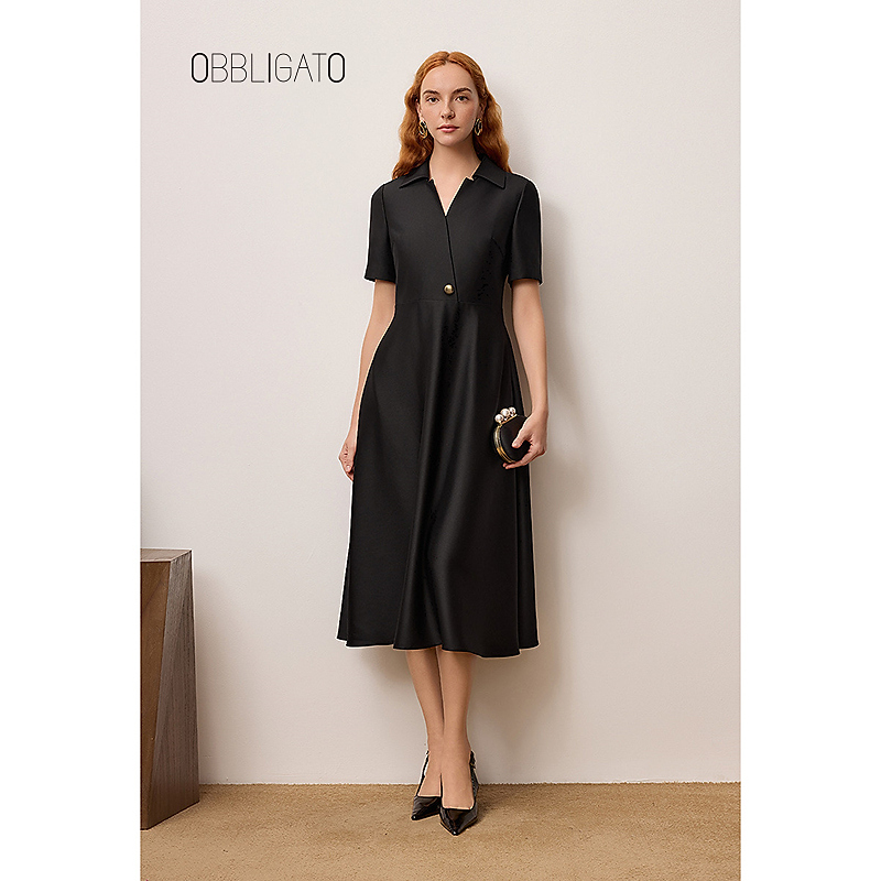 OBBLIGATO奥丽嘉朵1C65205790专选2025夏季新品立体剪裁连衣裙