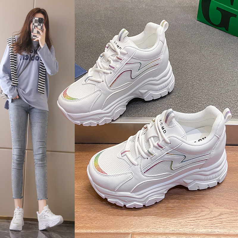 透气内增高爆款休闲鞋网面韩版老爹鞋百搭新款厚底女童运动鞋女鞋
