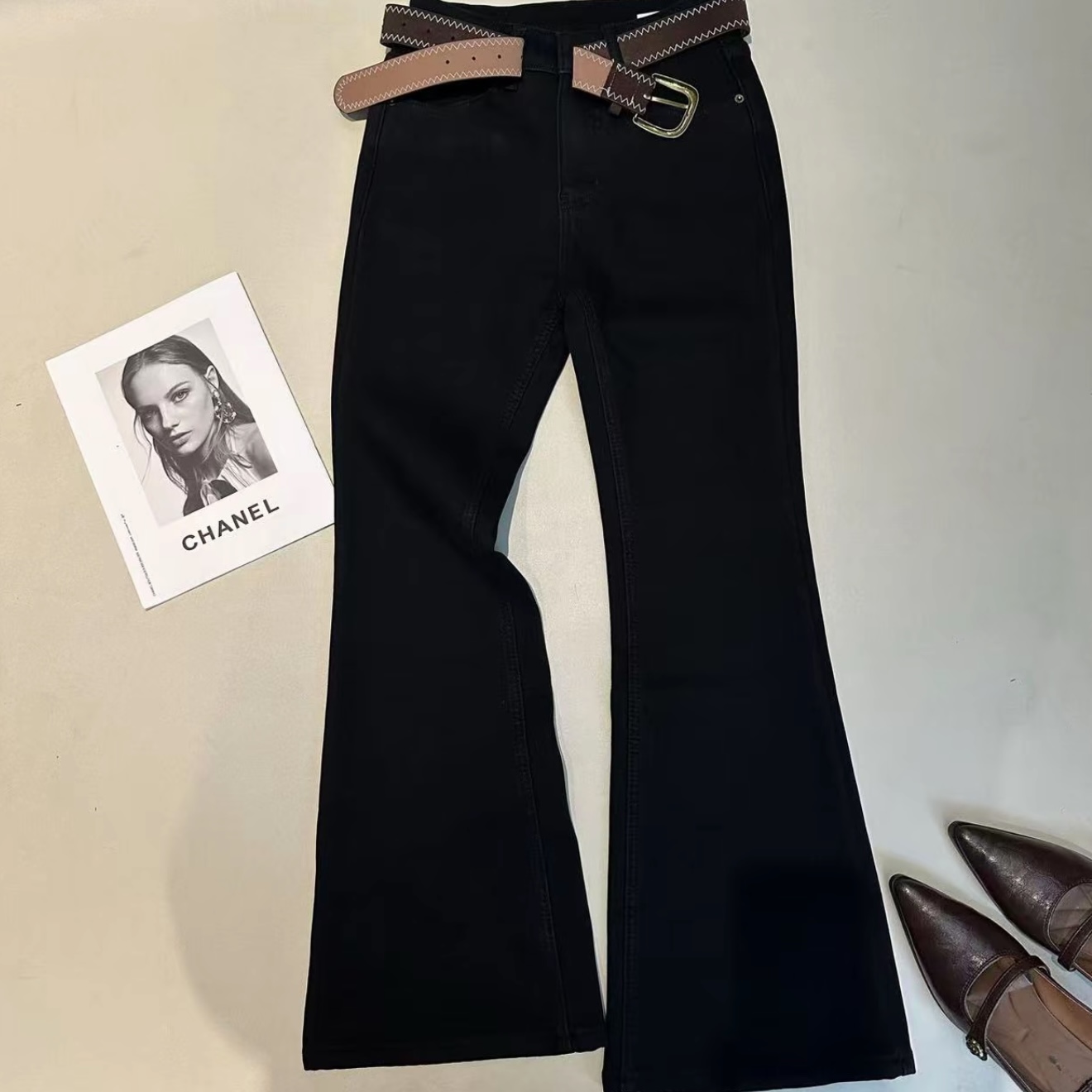 《姚家优麦汇》K7383冬款加绒喇叭裤时尚牛仔休闲洋气百搭裤女