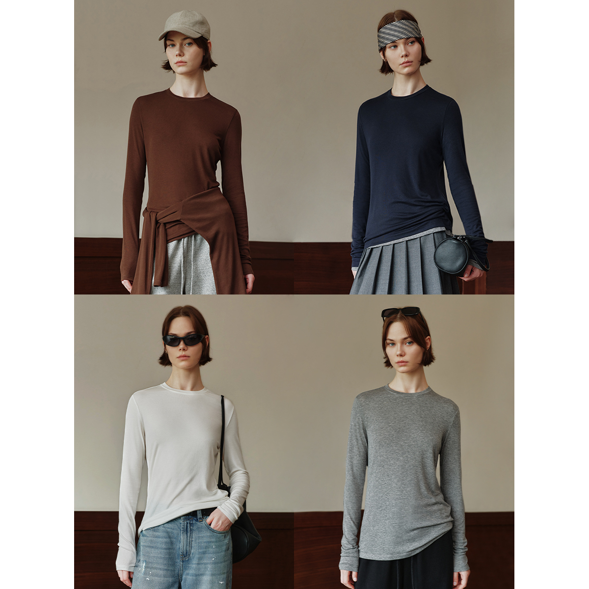 MSBEAST爆款刚需多色“面膜T”轻柔裸感天丝羊毛微修身长袖打底T