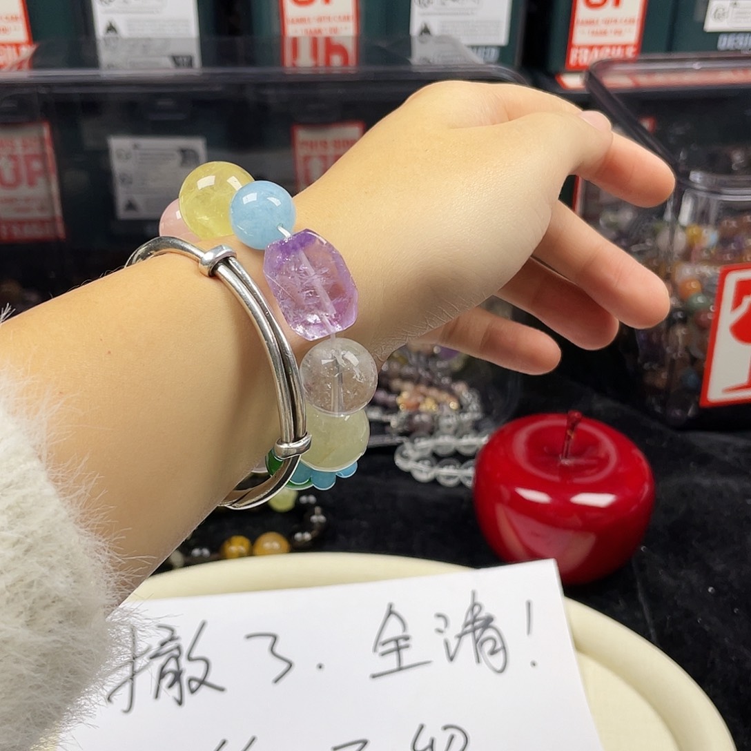 银S925镶嵌烟晶手链