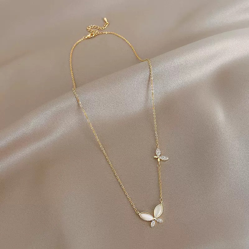 铜合金项链 季阿玛施新颖2025网红猫眼石蝴蝶项链女轻奢锁骨链