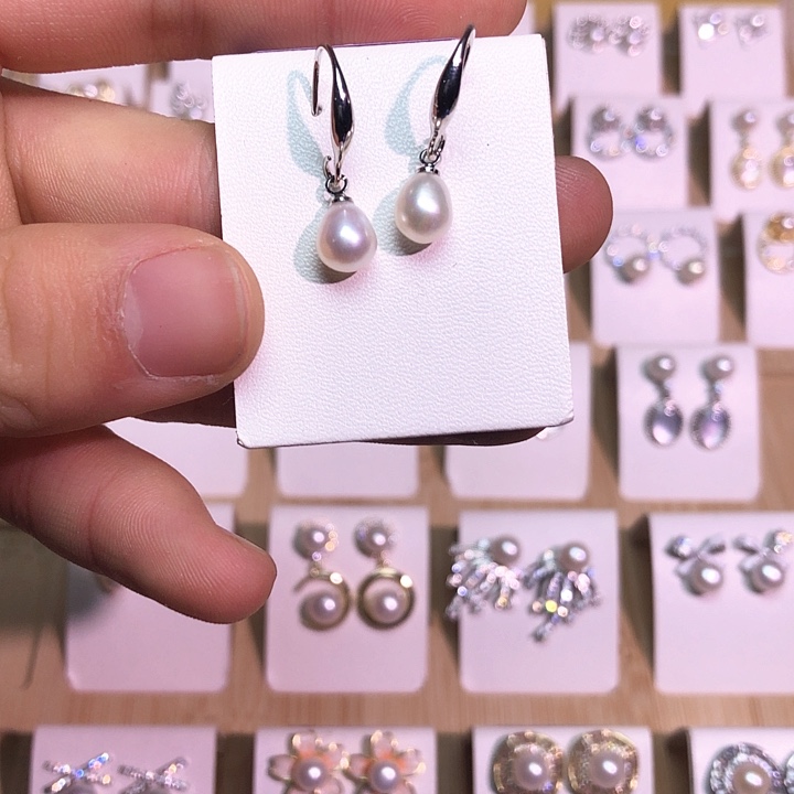 淡水珍珠耳饰银S925镶嵌