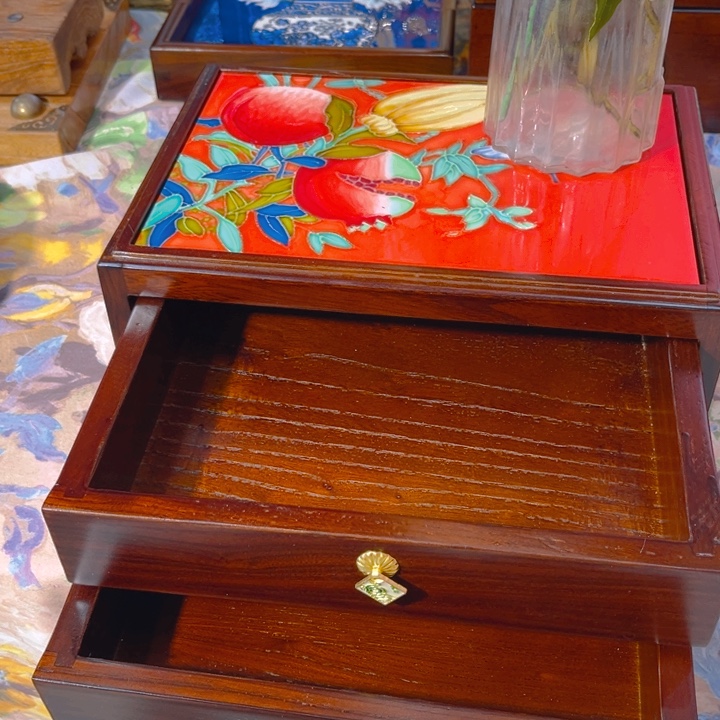 加大款瓷板画艺术作品双层抽屉