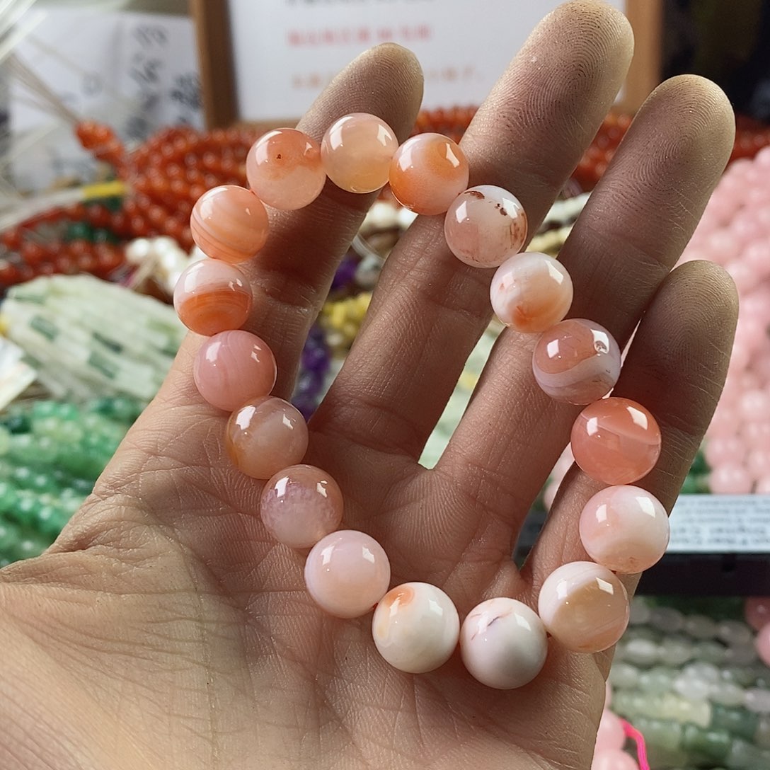 玛瑙/玉髓珠宝半成品合金一条天然11mm南红手链E201