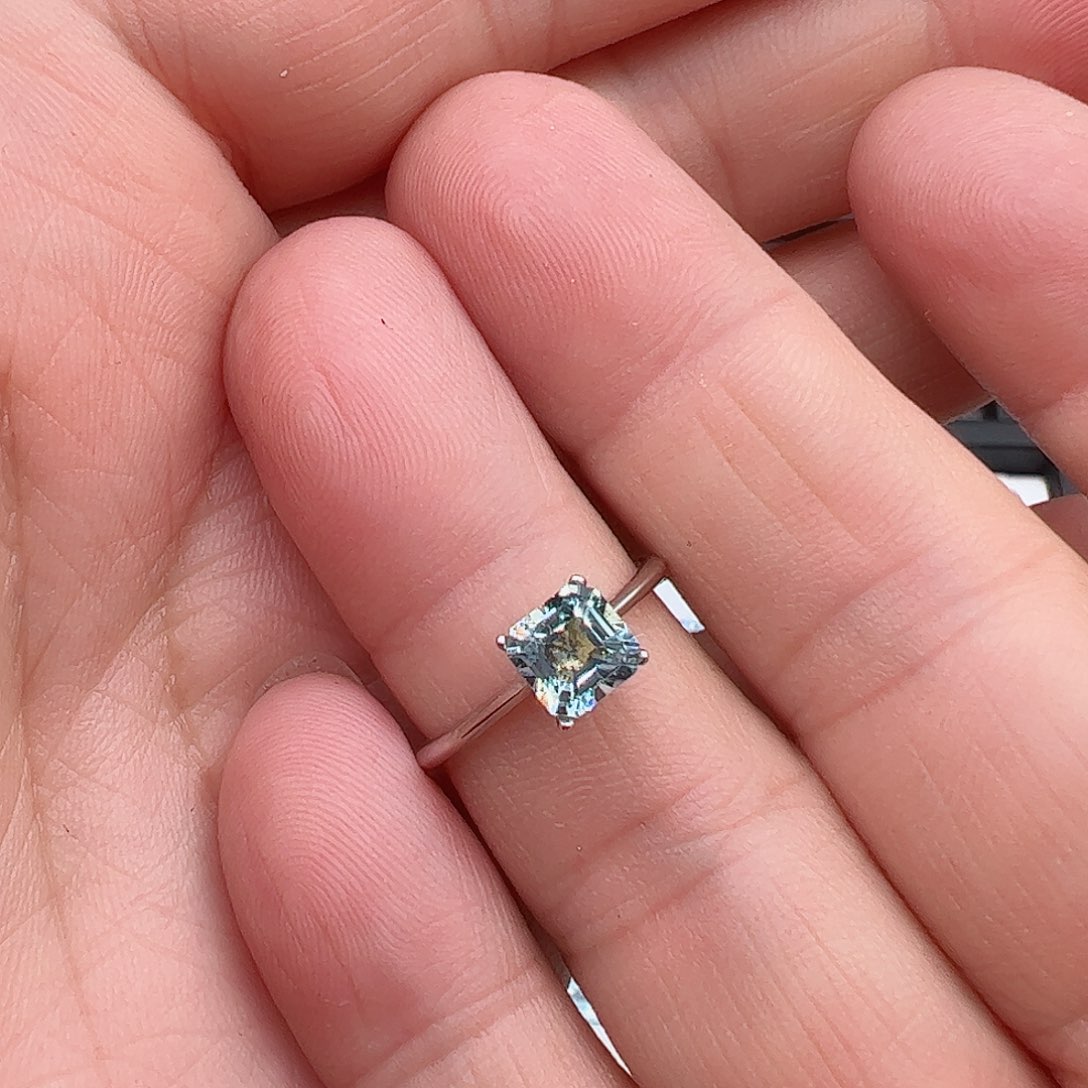 海蓝宝石戒圈银S925镶嵌希*定制改闭口10号不退换