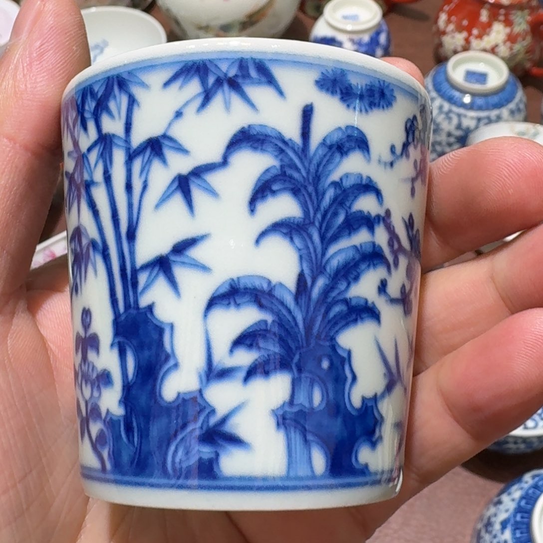 全手工青花柴窑主人杯