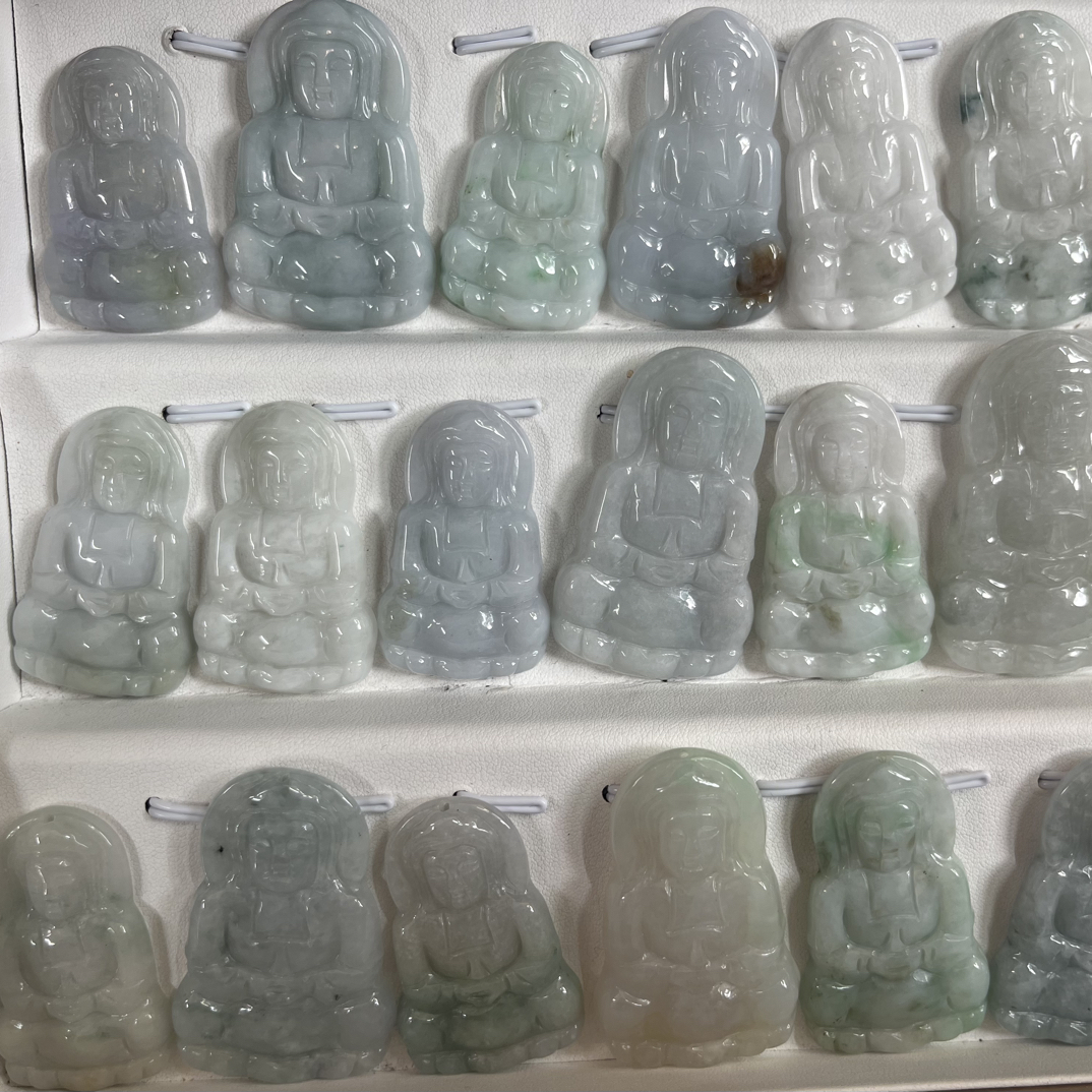 天然缅甸翡翠观音糯种细腻油润吊坠挂件正品多样性发一