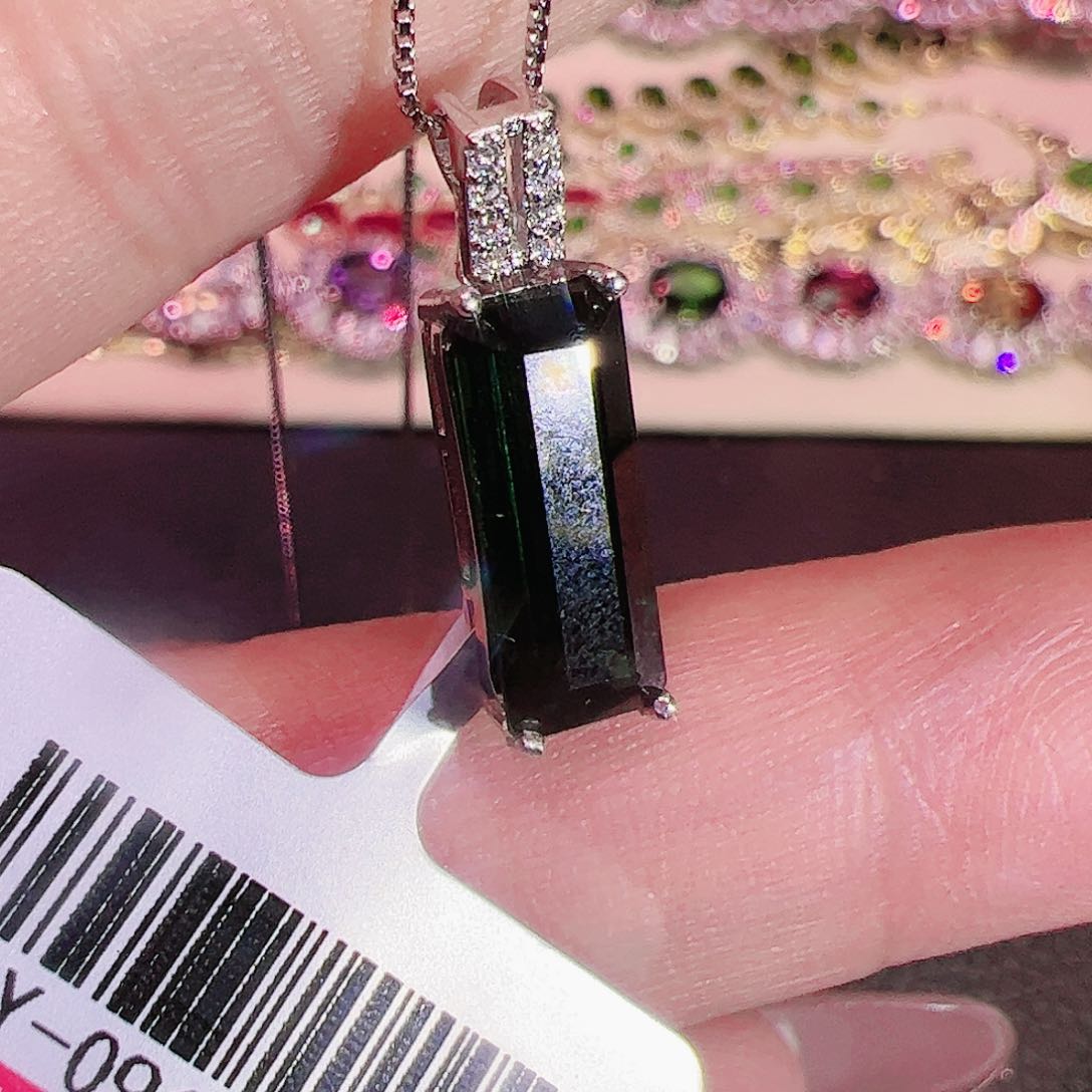 碧玺碧玺吊坠银S925镶嵌