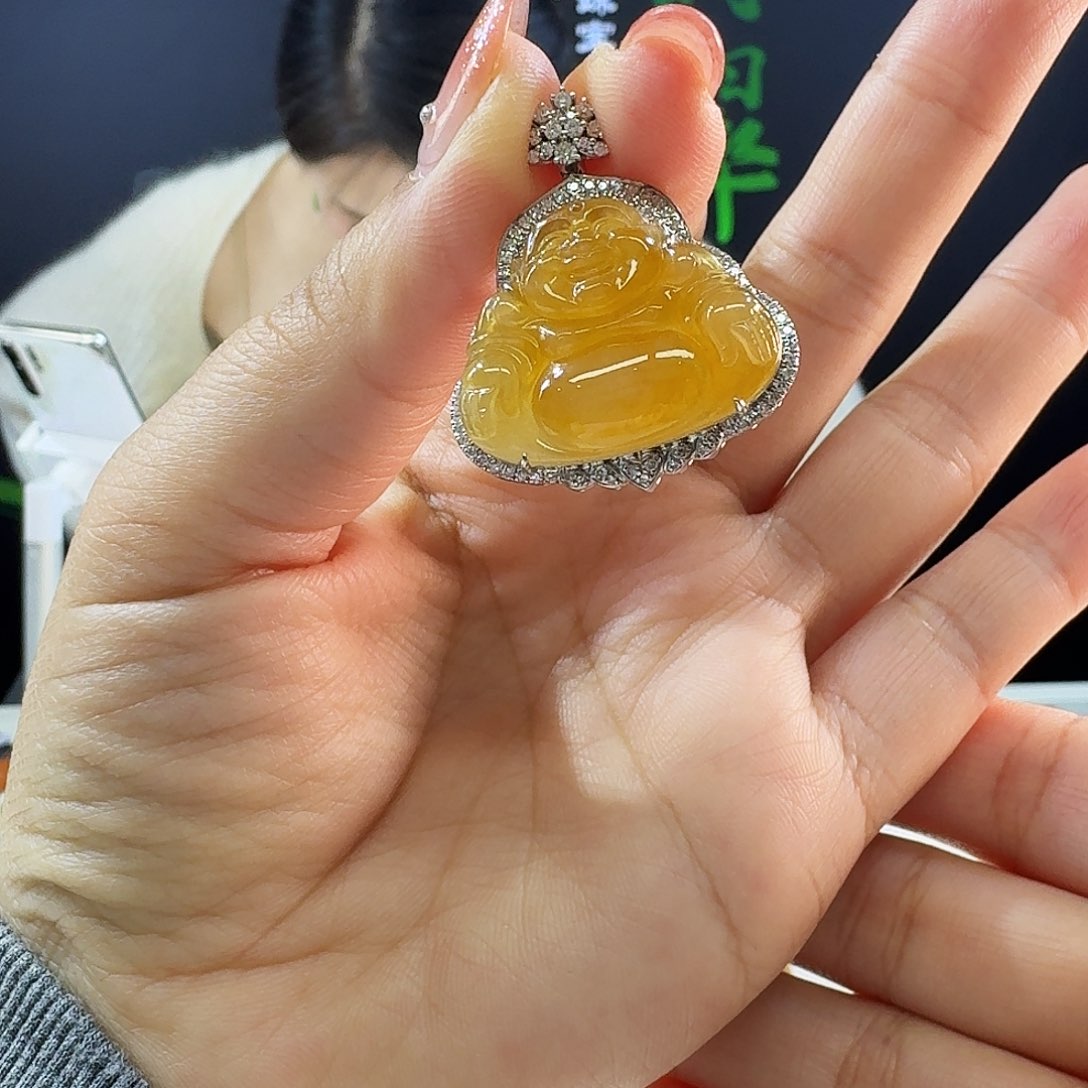 翡翠吊坠(不含链)18K金镶嵌18k镶嵌