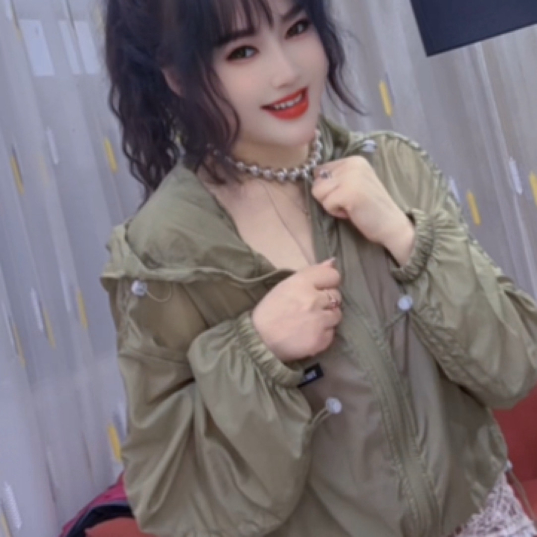 网红洋气防晒衣女潮款长袖立领抽绳设计纯色时尚百搭休闲防晒外套