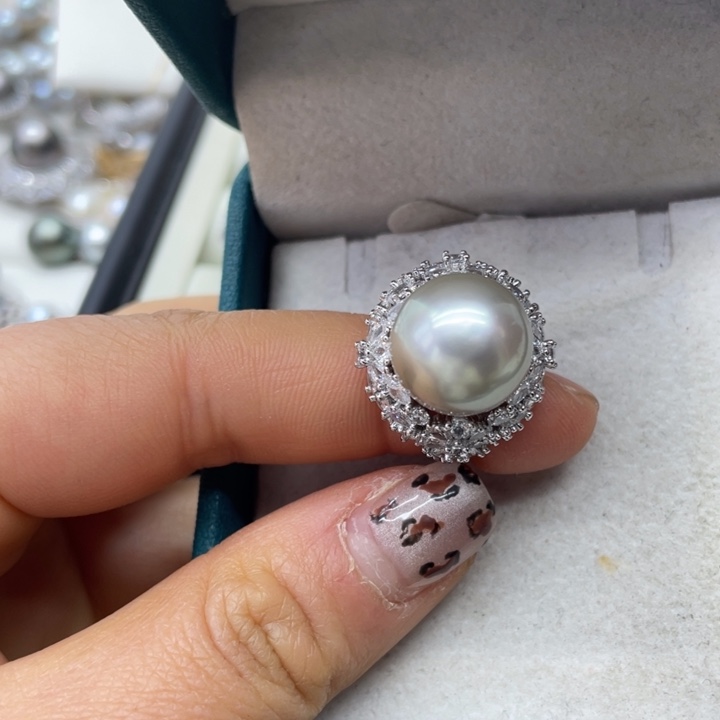 海水珍珠戒指银S925镶嵌