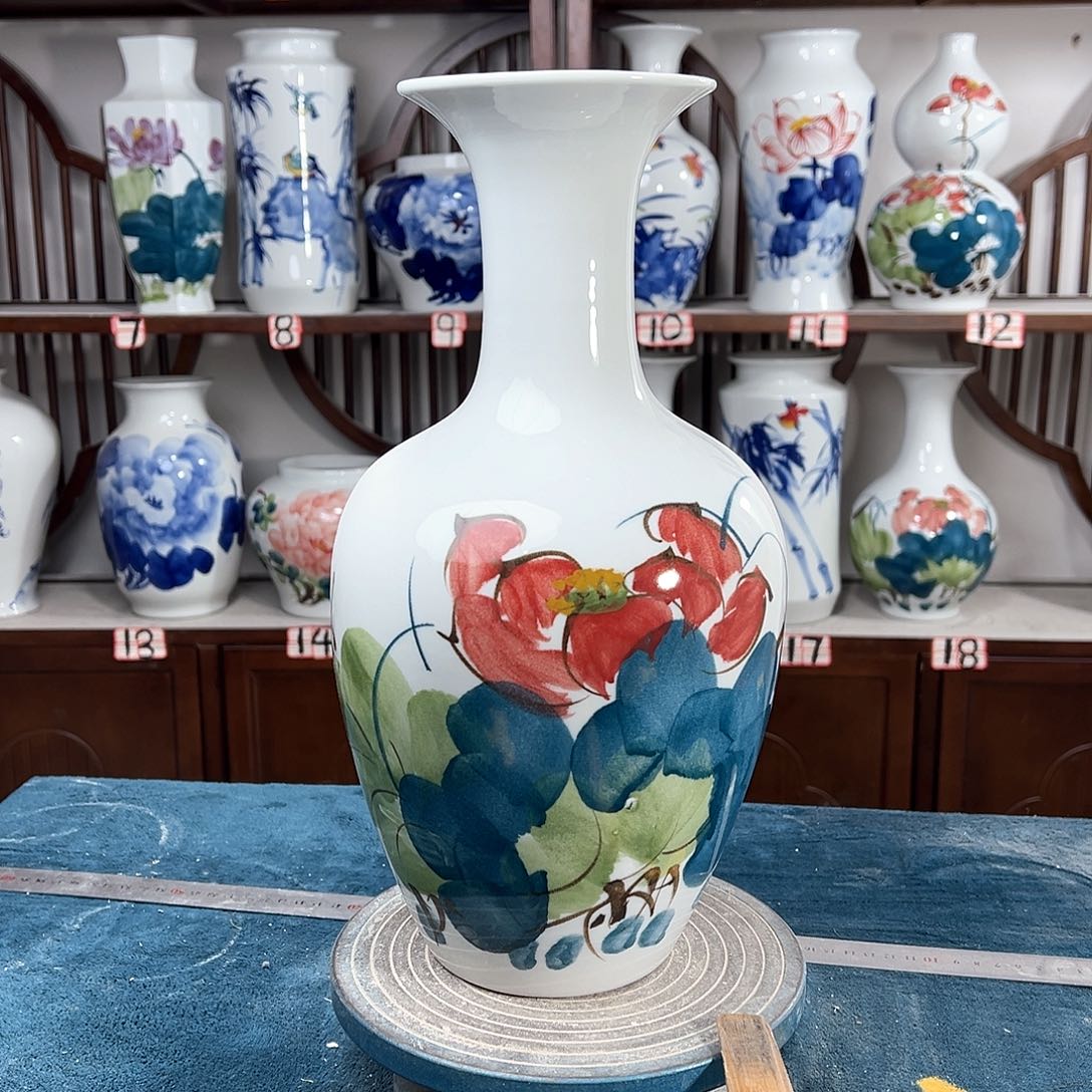 摆件景德镇陶瓷棒荷花花