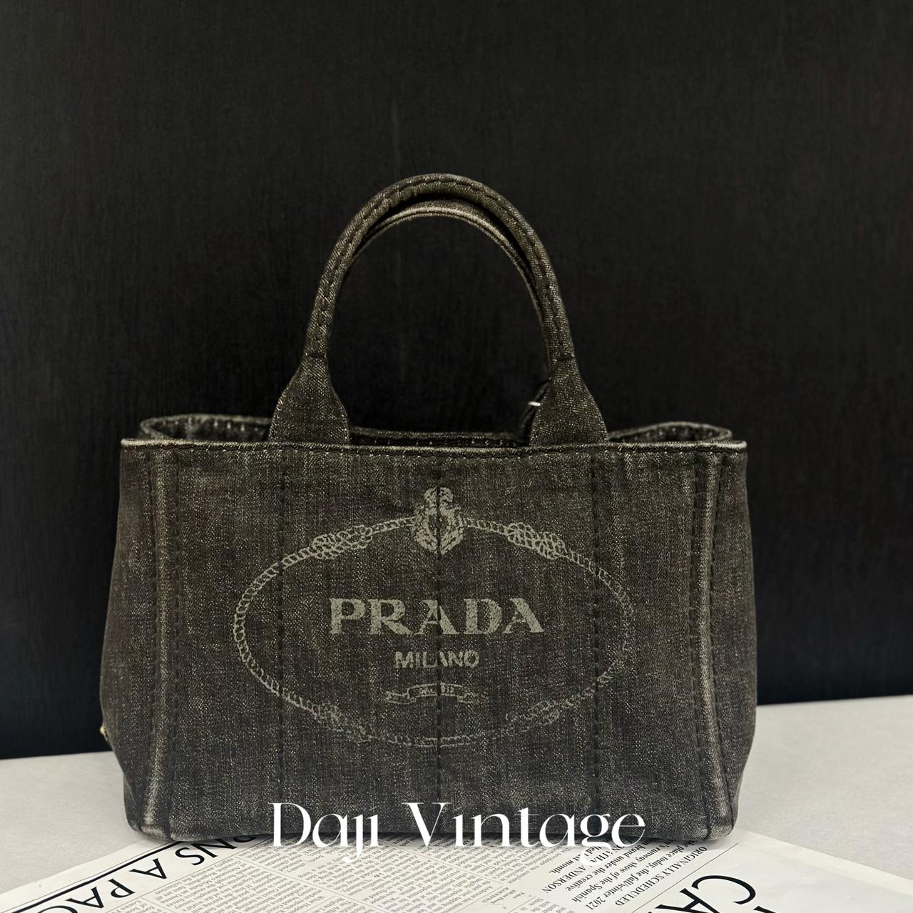 大吉中古/Prada普拉达黑灰丹宁沙滩包斜挎包