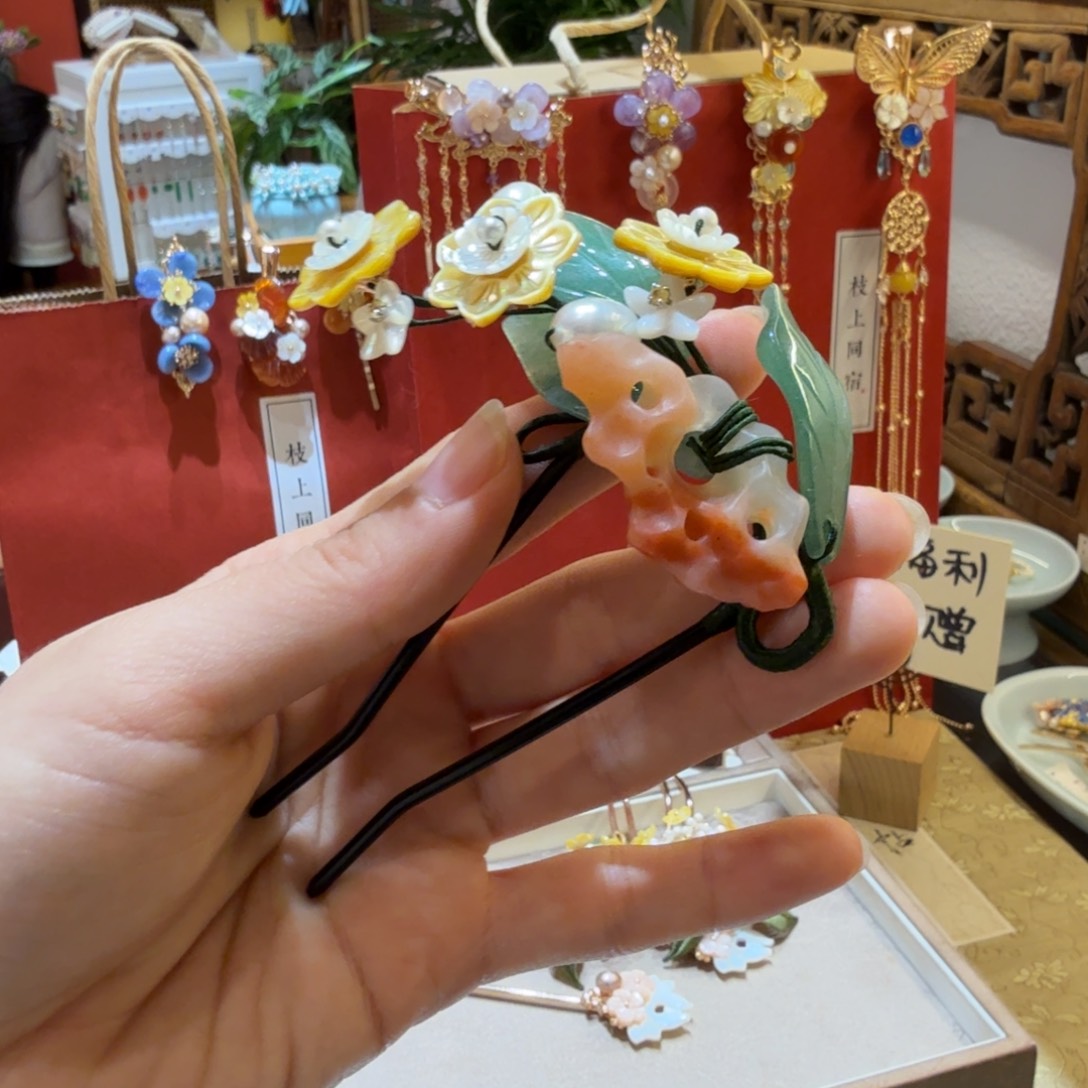 木质非金属水仙发钗