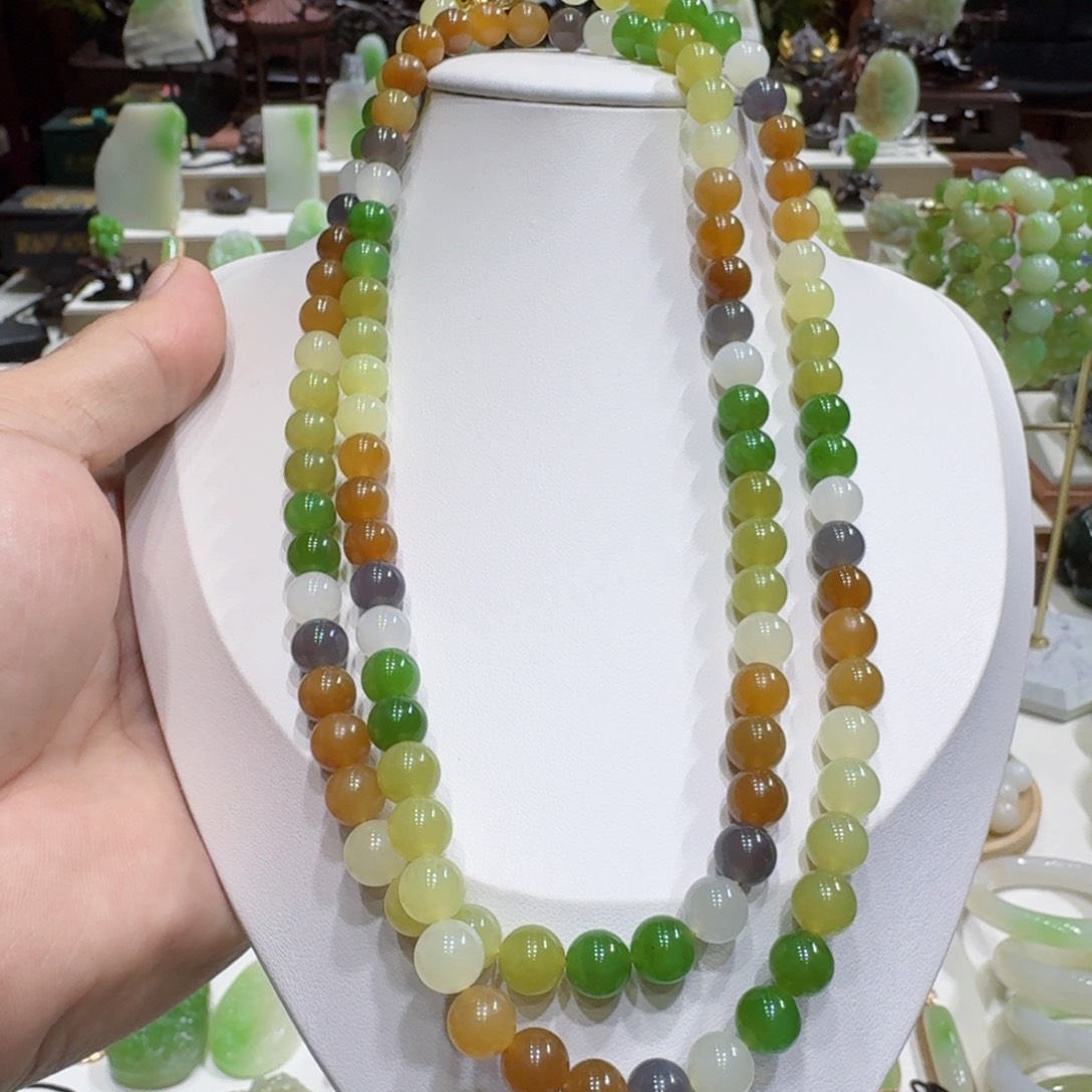 和田玉未镶嵌颈饰和田玉多宝卡8米108项链