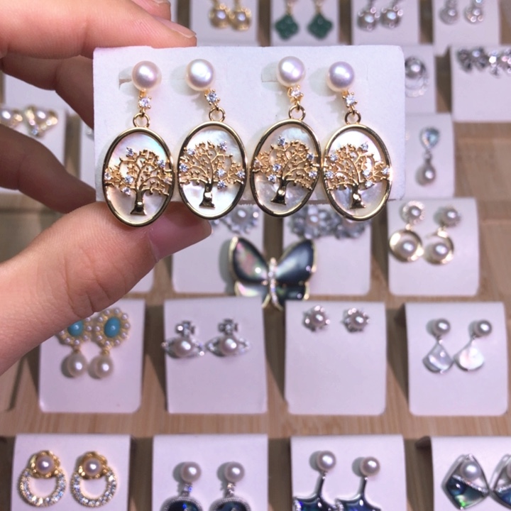 淡水珍珠耳饰银S925镶嵌